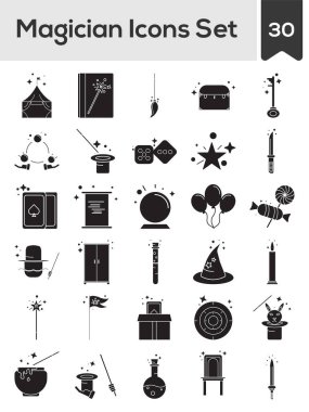 Beyaz Arkaplanda Glyph Biçimli Sihirbaz Simgesi Ayarları.