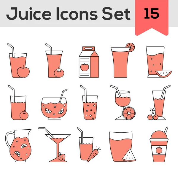 Isolerad Juice Ikon Set Röd Och Vit Färg — Stock vektor