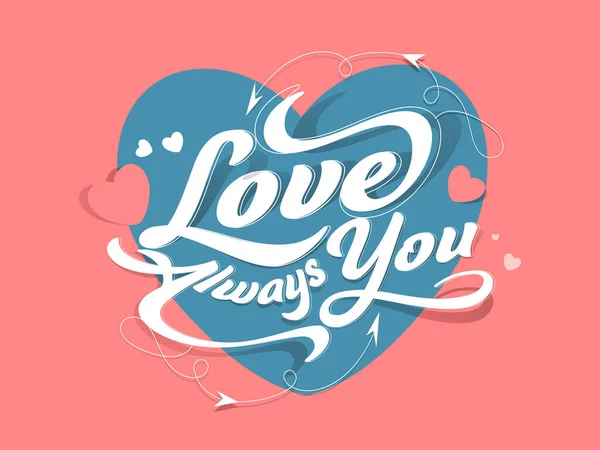 Paper Cut Love You Always Message Font Hearts Blue Red — Stockový vektor