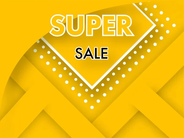 Super Sale Poster Design Yellow Paper Cut Abstract Geometric Background — Stock Vector