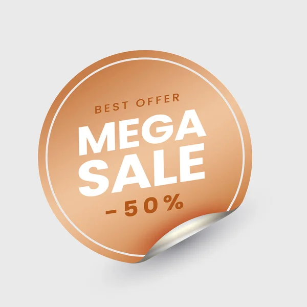 Mega Sale Label Sticky Met Korting Aanbieding Witte Achtergrond — Stockvector
