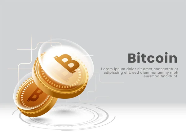 Bitcoins Dourados Fundo Cinza Para Criptomoeda Conceito —  Vetores de Stock