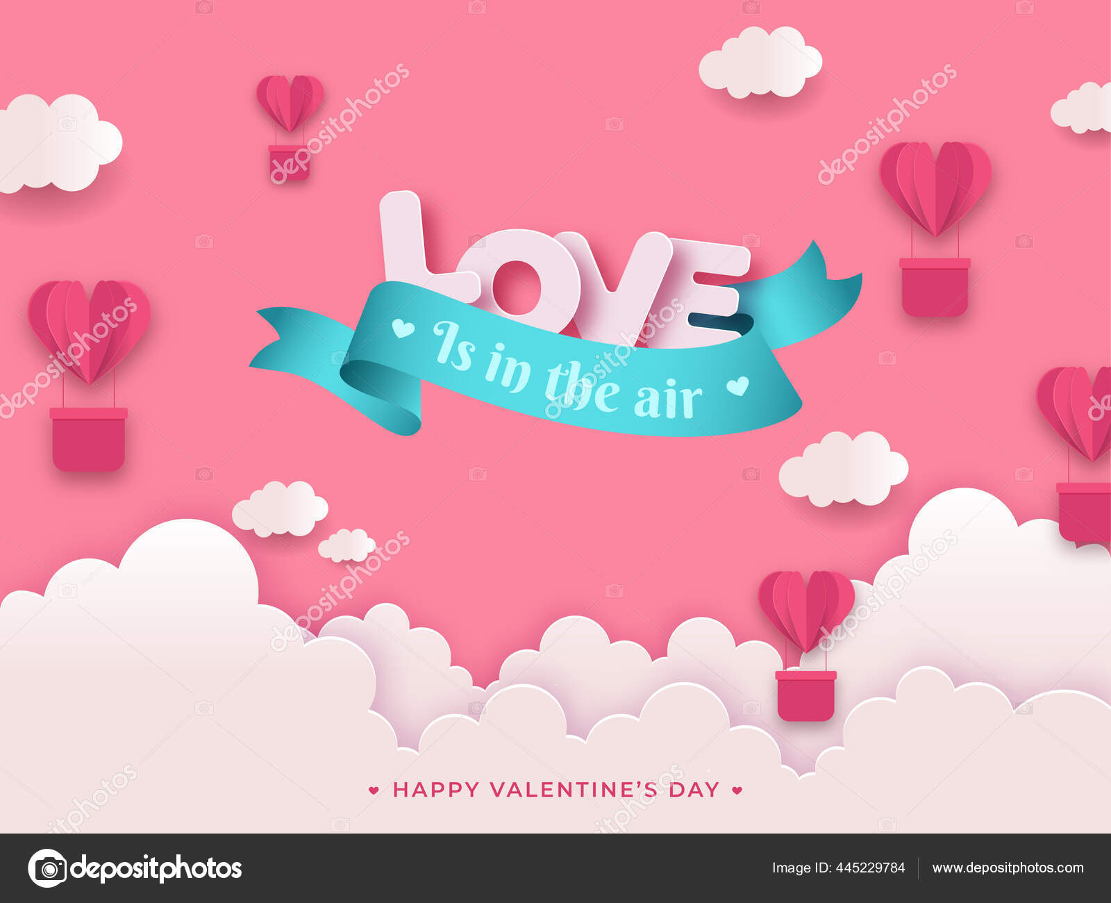Love Air Message Text Paper Cut Heart Shape Hot Air Stock Vector by  ©alliesinteract 445229784
