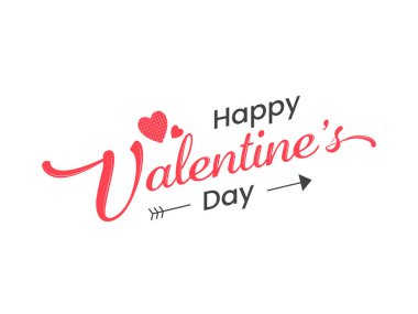 Beyaz Arkaplanda Kırmızı Kalpli Mutlu Sevgililer Günü Yazı Tipi.