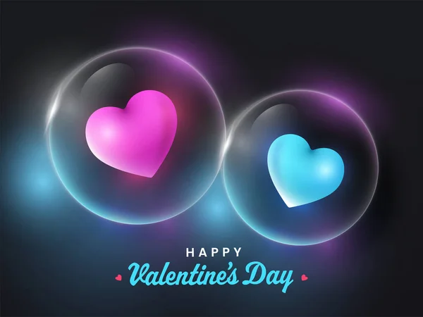 Блакитні Рожеві Серця Сфері Скла Або Кулі Святкування Дня Щасливого — стоковий вектор