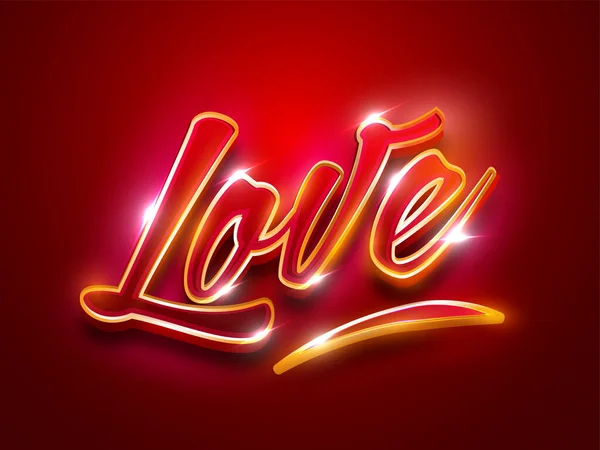 浅色效果3D爱情字体在红色背景下的应用 — 图库矢量图片