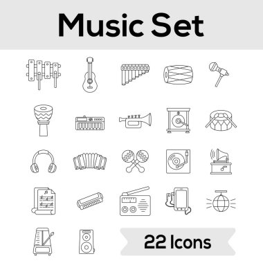 Set Of Music Instrument Icons Or Symbol In Stroke Style. clipart