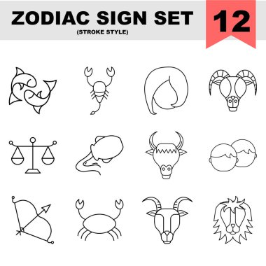 Zodiac Simgeleri veya Felç Biçiminde Sembol.