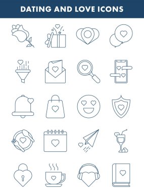 İzole Tarih ve Aşk Simgesi Mavi Satır Sanatında Ayarlandı.