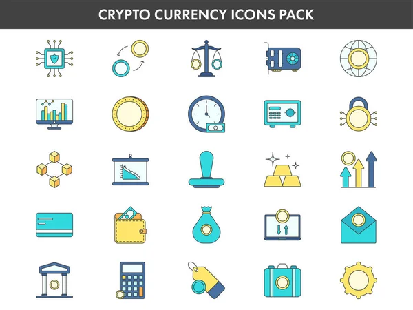 Ilustración Crypto Iconos Moneda Fijados Multicolor — Vector de stock