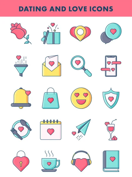 Illustration Colorful Dating Love Icon Set Platt Stil — Stock vektor