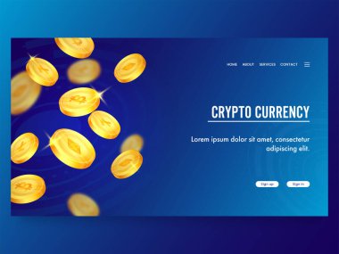 Kripto Para Birimi Temelli İniş Sayfası Tasarımı Mavi Renkli.