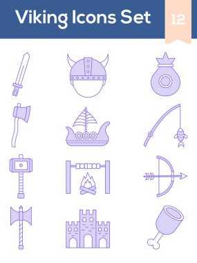 Mor ve Beyaz Renkli Viking Simgelerinin Çizimi.