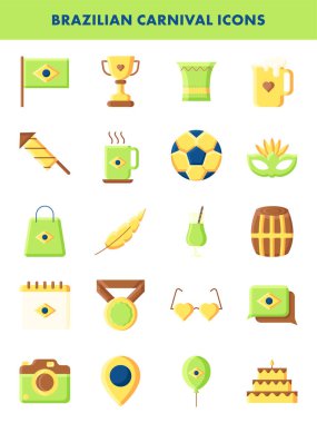 Renkli Brezilya Karnaval Simgesi Çizimi Düz Biçimli.