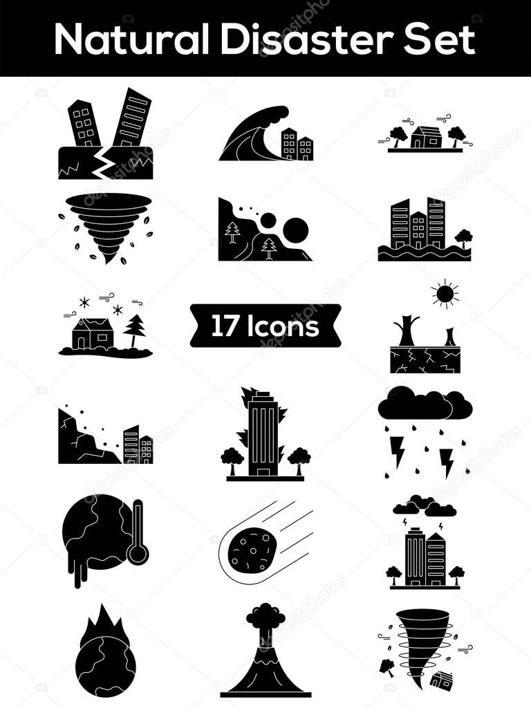 Illustration of Glyph Natural Disaster icon in Flat Style.