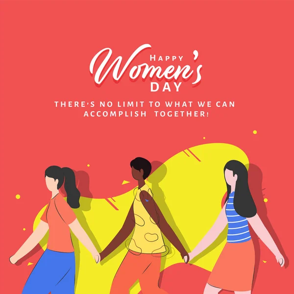 Happy Women Day Concept Avec Bande Dessinée Les Jeunes Filles — Image vectorielle