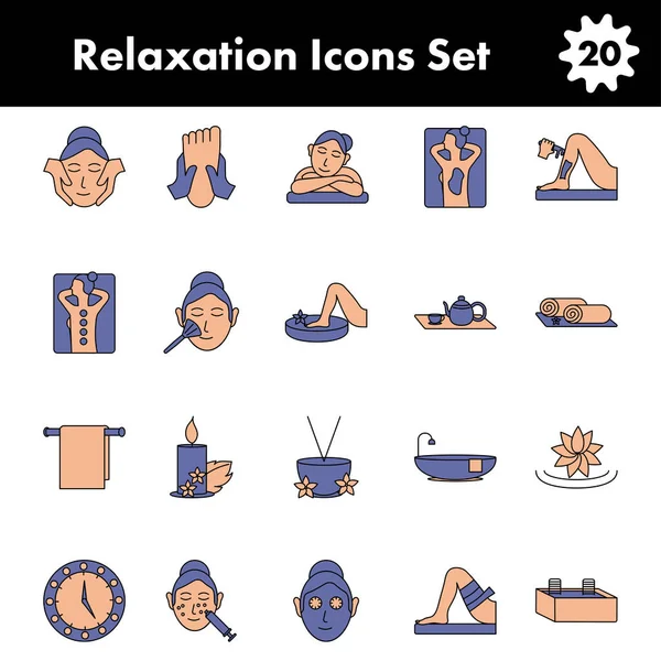 Relaxation Icons Set Blue Orange Color — Stock Vector