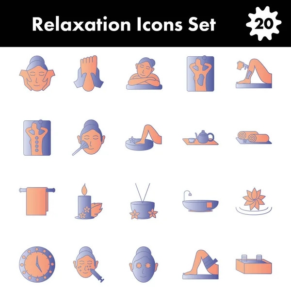 Set Relaxation Icon Blue Orange Color — Stock Vector