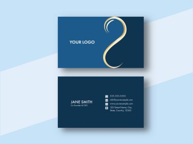 İş Kartı Şablonunun Çift Taraflı Mavi Rengi.