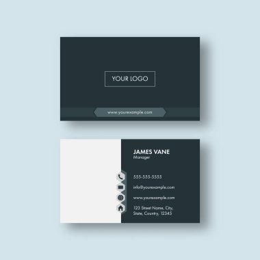 Teal ve Beyaz Renkli Düzenlenebilir İş Kartı Şablonu.