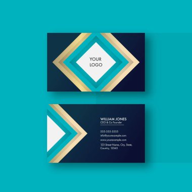 Turkuaz Arkaplanda Çift Taraflı Modern İş veya Ziyaret Kartı.