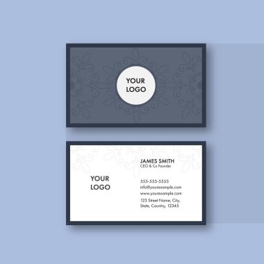 Çift Taraflı Kartvizit Şablonu Gri ve Beyaz Renkli Şablon.