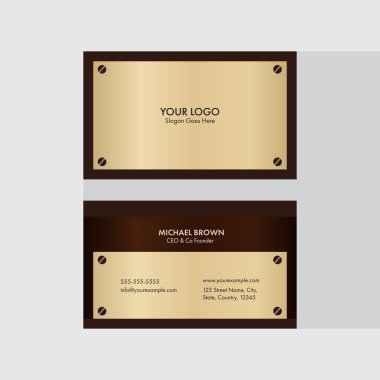Altın ve Kahverengi İş Kartı veya Çift Taraflı Ziyaret Kartı.