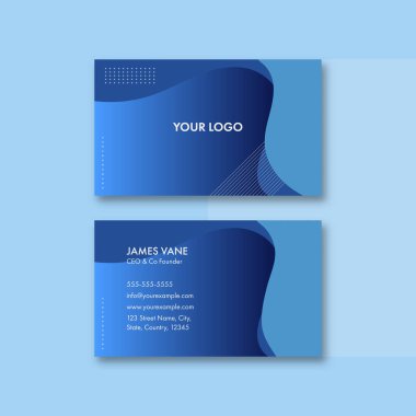 Mavi Soyut İş Kartı Tasarımı Ön ve Arka Görünümlü.