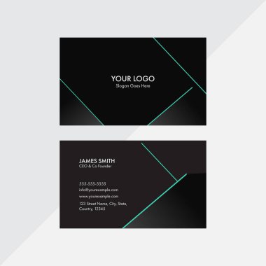 Şirket için Çift Taraflı Siyah Renkli Kartvizit Şablonu.