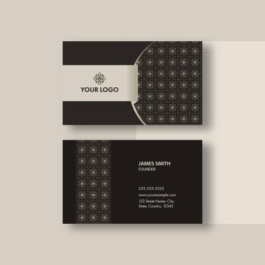 Siyah Renkli Mandala Desenli Düzenlenebilir İş Kartı Şablonu.