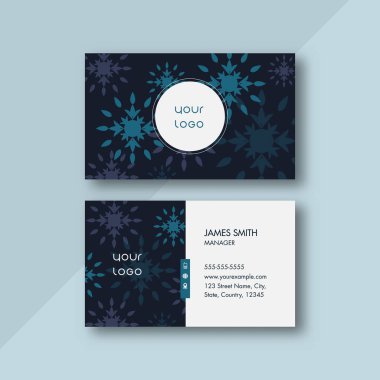 Çiçek desenli İş Kartı Şablonunun Önü ve Arkası Sunumu.