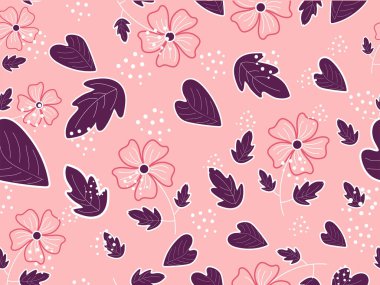 Açık Pembe Arkaplanda Yapraklı Kusursuz Çiçekler.