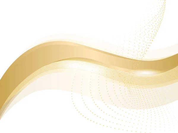 白い背景に黄金の抽象波 — ストックベクタ