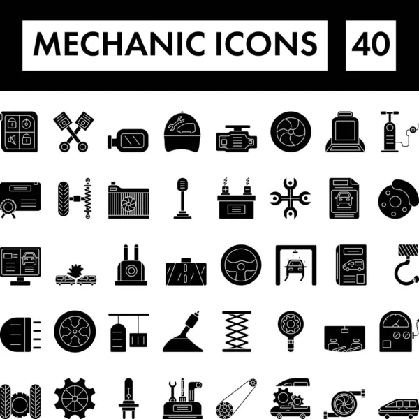 Kleur Set Van Mechanische Pictogram Platte Stijl — Stockvector