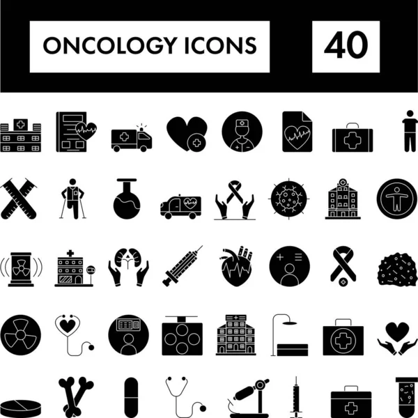 Color Set Oncology Icon Flat Style — Stock Vector