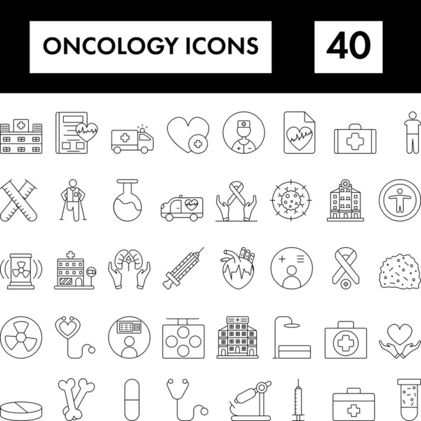 일러스트레이션 Oncology Icon Set White Background — 스톡 벡터
