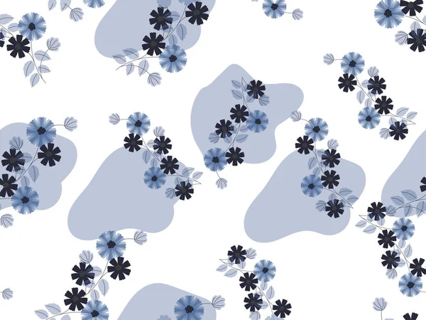 Floral Fond Motif Sans Couture Bleu Blanc Couleur — Image vectorielle