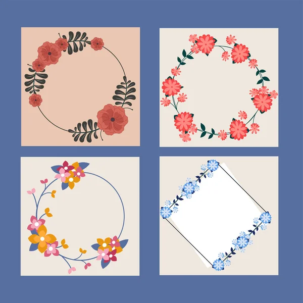 4つのオプションで背景に空の花のフレーム — ストックベクタ