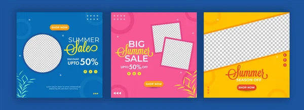 Summer Sale Posts Oder Template Design Mit Rabatt Und Platz — Stockvektor