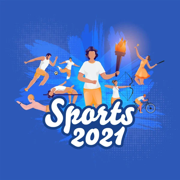 2021 Sportkoncepció Arctalan Sportoló Vagy Athletics Különböző Tevékenység Kék Kefe — Stock Vector