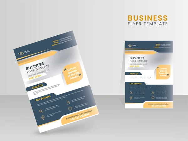 Бизнес Флаер Дизайн Шаблона Подробной Информацией Услугах Сером Фоне — стоковый вектор