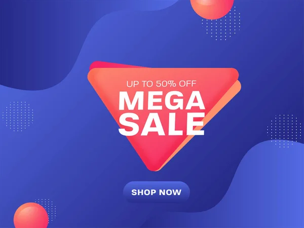 Mega Sale Poster Design Blue Color — Stock Vector