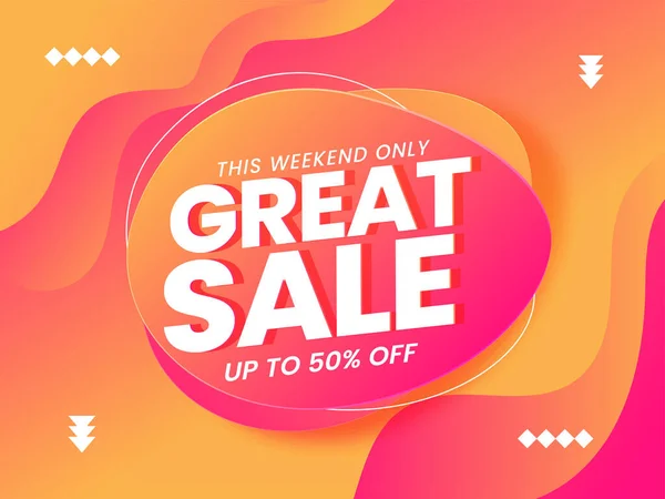 Great Sale Poster Design Discount Offer Gradient Yellow Pink Background — Stock Vector
