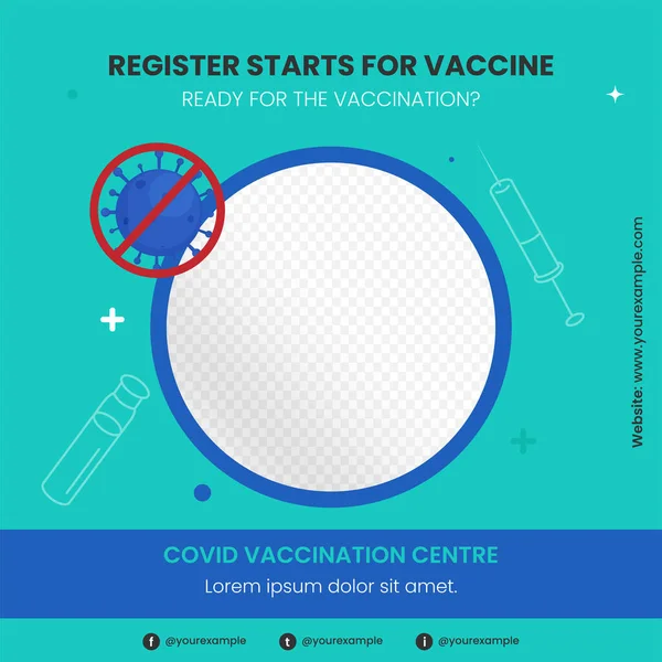 Registrazione Inizia Vaccino Basato Poster Design Con Programma Appuntamento Centro — Vettoriale Stock