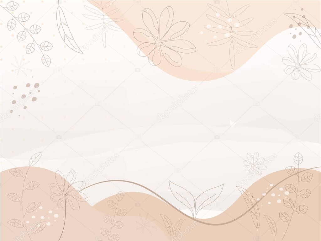 Floral Abstract Background In Beige And White Color.