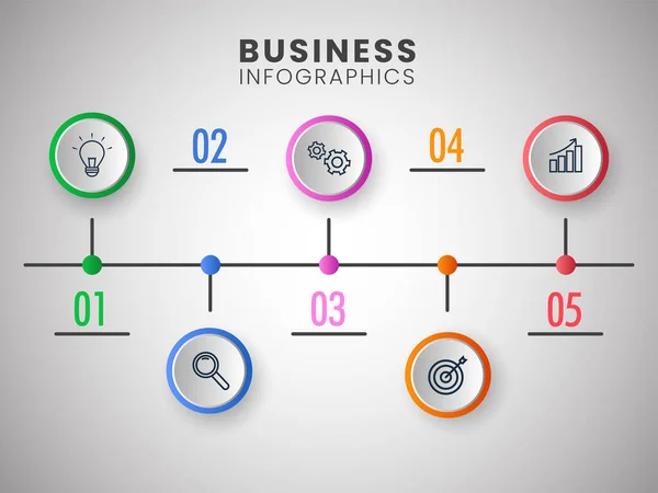 Präsentation Business Infografiken Vorlage Layout Mit Fünf Optionen — Stockvektor