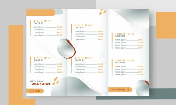 Cartão Menu Tri Fold Template Design Para Restaurante Hotel — Vetor de Stock