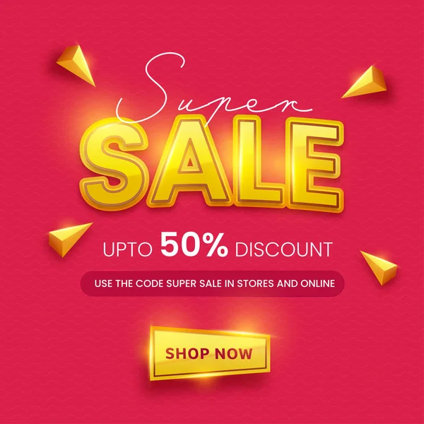 Super Sale Poster Template Layout Discount Offer Triangle Elements Dark — 스톡 벡터