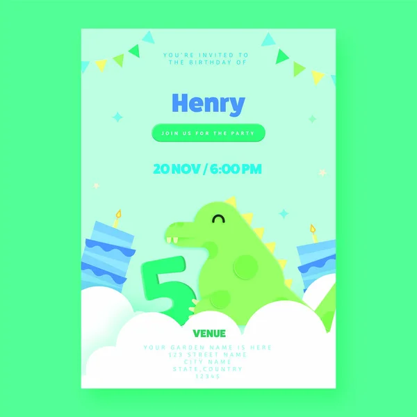 Tarjeta Invitación Cumpleaños Diseño Plantilla Con Detalles Venus Para Publicidad — Vector de stock