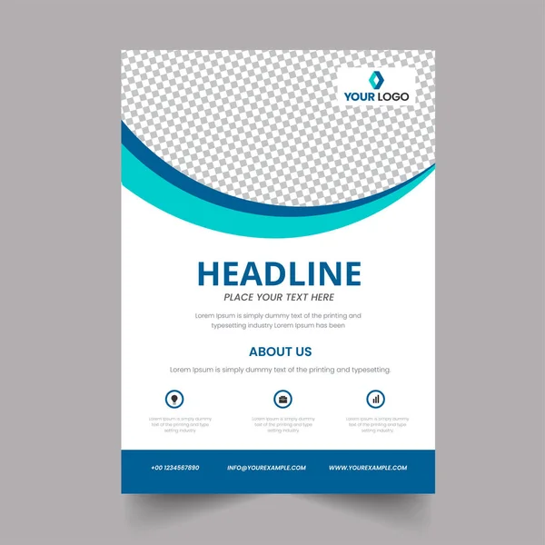 Bewerkbare Brochure Template Flyer Ontwerp Met Kopieerruimte Blauw Wit Kleur — Stockvector